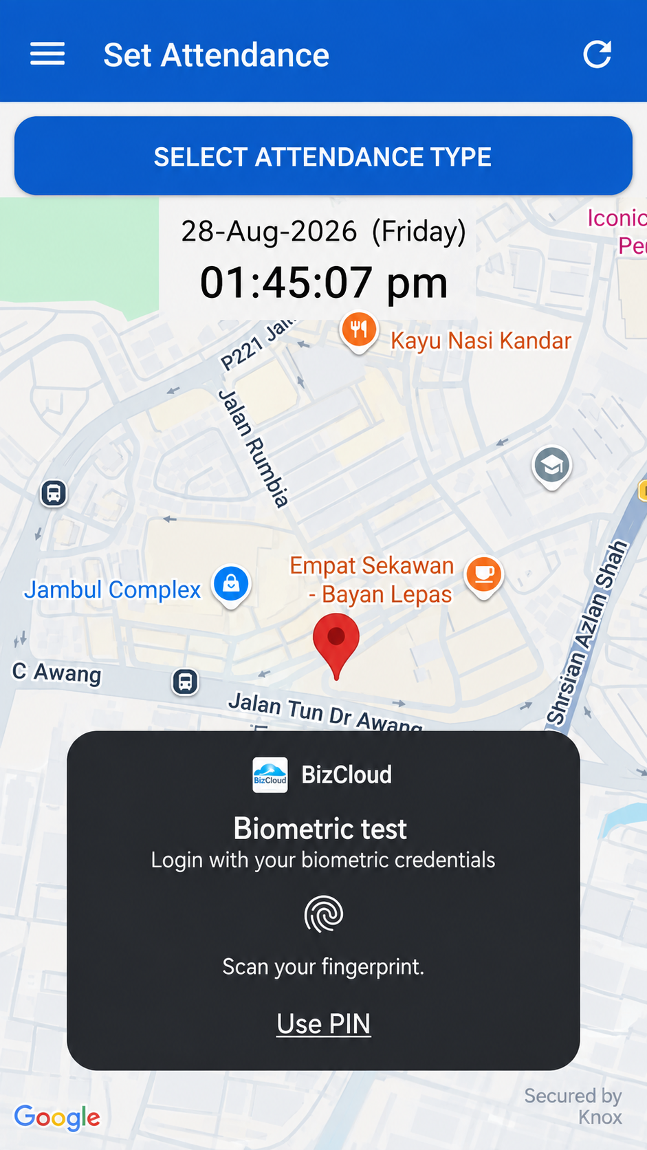 BizCloud App Android fingerprint biometric attendance verification